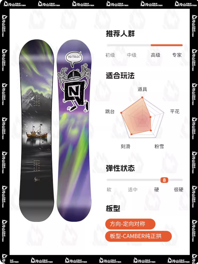 冷山雪具NITRO滑雪板TEAM PRO MK马库斯联名款2526男款滑雪单板