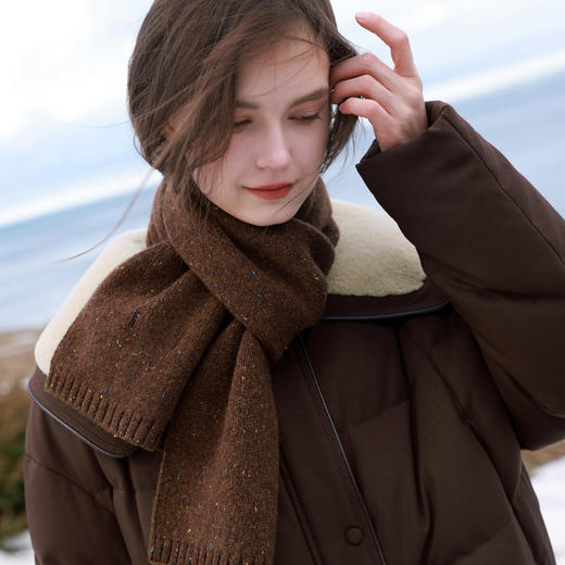 三彩2025冬季新款短款羽绒服90白鸭绒毛绒翻领面包服保暖时尚M 商品图2