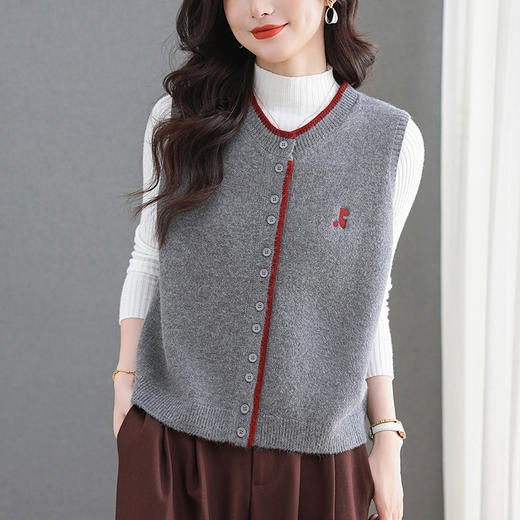 雀说爆款女士针织马甲背心外套短款漂亮洋气坎肩毛衣开衫AL6527 商品图2