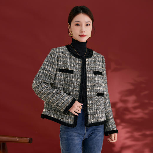 丁摩四季青羊毛法式小香风外套基础百搭秋冬新款上衣女AL1763 商品图3