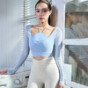 【限时秒】YOGACODE【火树银花系列】假两件网纱长袖瑜伽服固定杯短款挂脖运动文胸一体式DWT125657 商品缩略图3