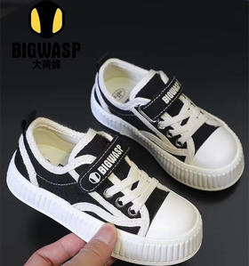 大黄蜂儿童帆布鞋儿童秋季帆布鞋休闲鞋一脚蹬魔术贴板鞋24-30