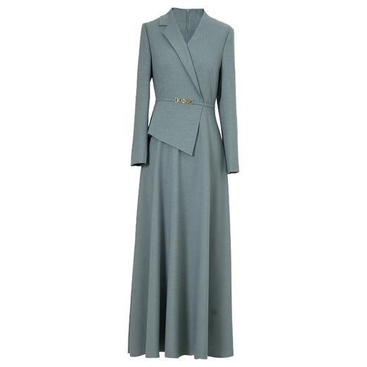 YBY 942H71气质通勤假两件连衣裙修身收腰长袖a字裙 商品图4