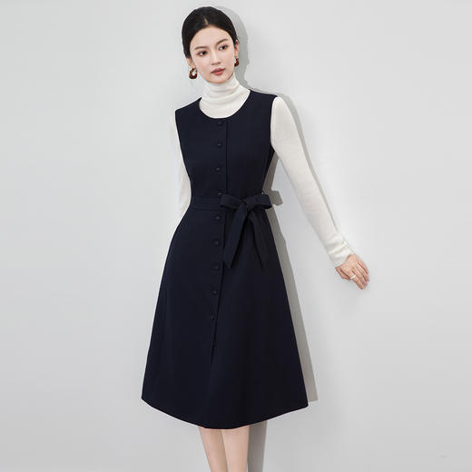 「高货wl」全新升级【铂金会员395/天猫529/差价134】(00226)洛诗琳轻奢通勤无袖背心连衣裙2025秋季收腰显瘦优雅A字裙 商品图1