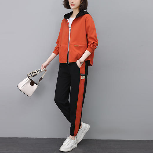 百媚生 棉质连帽开衫休闲运动套装女士卫衣卫裤两件套BKYLDS2306 商品图3
