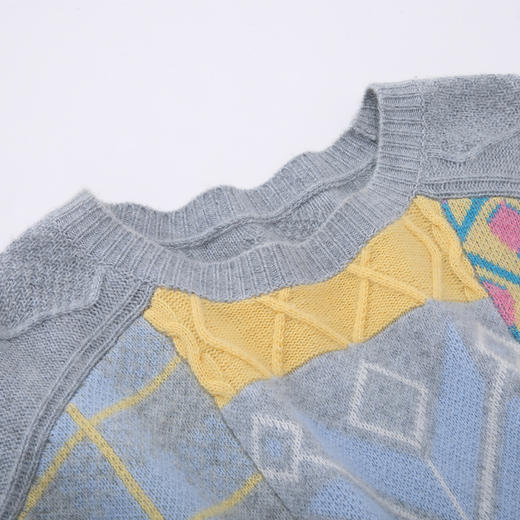 羚荌渼圆领少女感时尚慵懒芝麻点提花羊绒衫女 商品图2