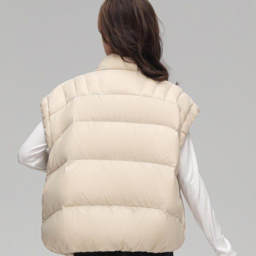 丁摩 羽绒服女立领轻薄款90白鸭绒短款马甲2356 商品图3