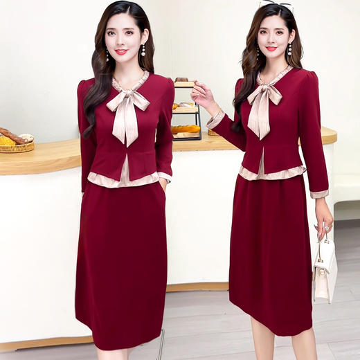 QYMYJ-25B271-Y 2025年秋季新款洋气时尚设计感长袖假两件中长款连衣裙 商品图3