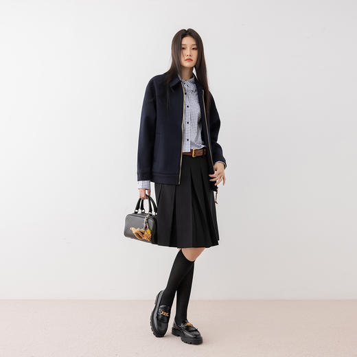 COCO ZONE”海风“100棉时尚短款格子衬衫polo领单排扣百搭上衣24C60086 商品图0