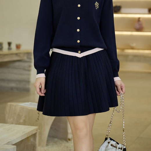 奢姿大码女装2025秋季胖妹妹时尚坑条设计气质百搭A字针织半身裙9653494274B 商品图4