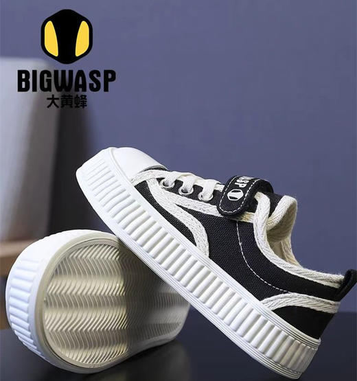 大黄蜂儿童帆布鞋儿童秋季帆布鞋休闲鞋一脚蹬魔术贴板鞋24-30 商品图1