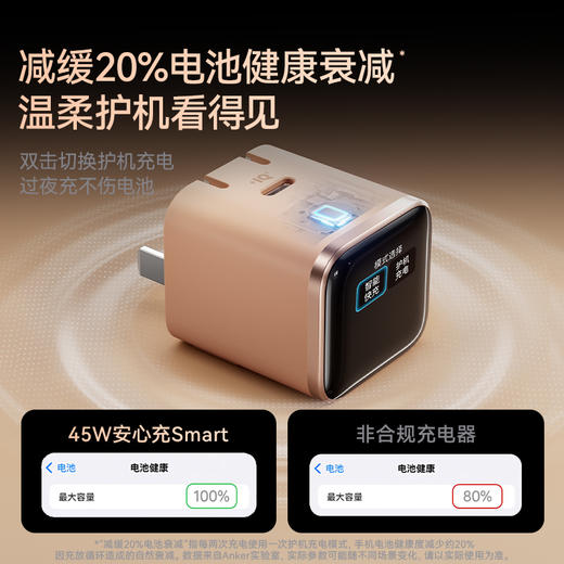 【新品】Anker安克 45W安心充Smart 智能屏显充电器 适用iPhone17/16系列通用 A121D 商品图2