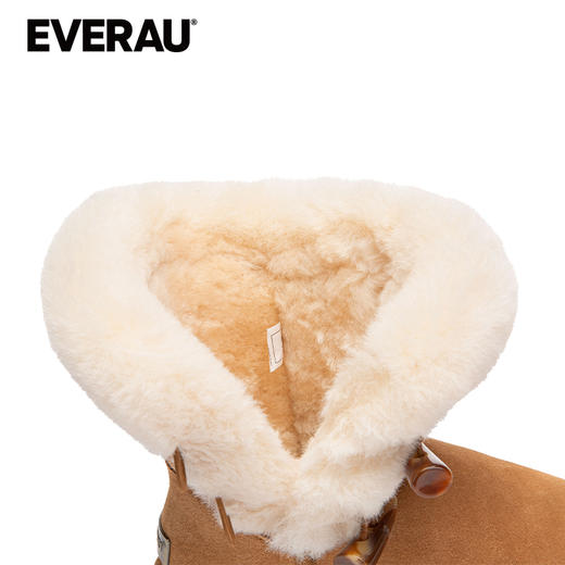 EVERAU羊皮毛一体雪地靴女士2025冬季新款羊毛短筒女靴子UEA3023 商品图4