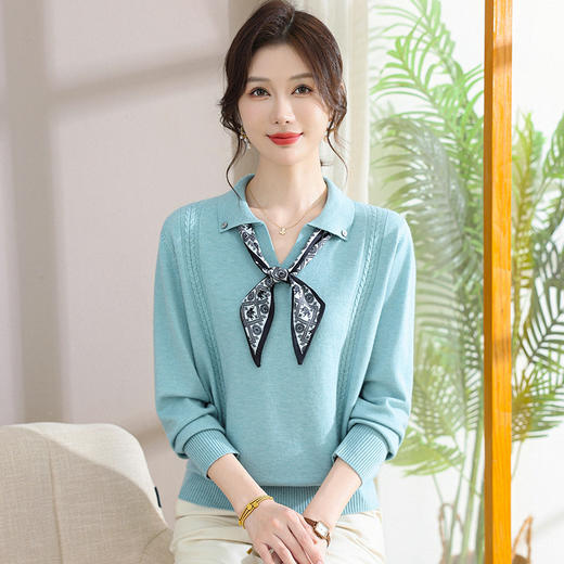 年轻妈妈秋装针织上衣新款洋气毛衣中老年女春秋时尚宽松打底小衫 商品图3