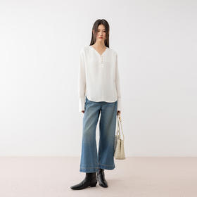 COCO ZONE春季纯色简约长袖衬衣百搭通勤宽松衬衫CC1A0474