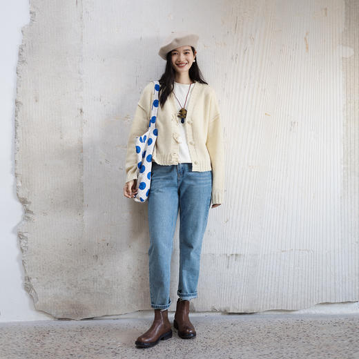 特绽放641朵/纯羊毛花纱肌理落肩流苏开襟毛针织衫女秋冬针织外套 商品图3