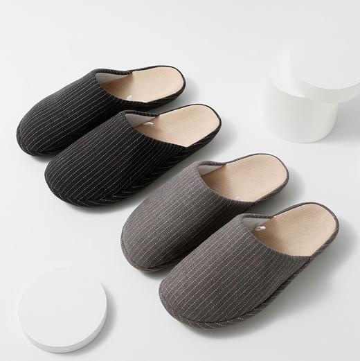 预售 亲肤静音 男女竖条纹居家包头盆底拖 棉麻拖室内拖鞋 吸湿透气 足弓支撑不累脚 商品图2