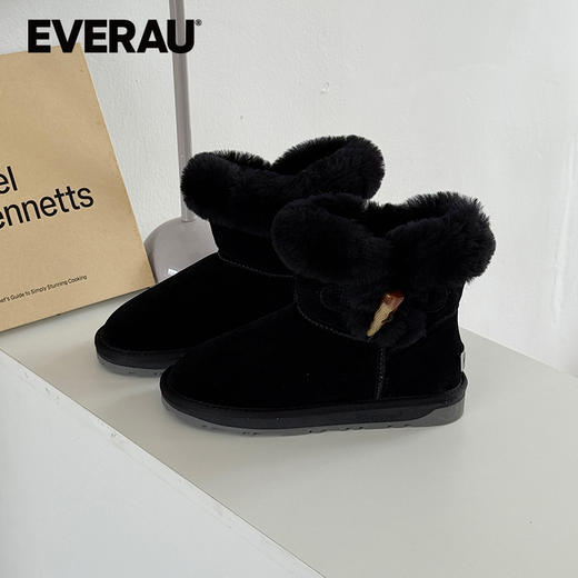 EVERAU羊皮毛一体雪地靴2025冬季新款羊毛保暖短筒女靴子UEA3022 商品图5