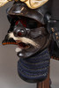 独角鹿西洋古董1603-1868年代日本江户时代出品配面颊甲及神鬼纹黄铜精雕前立装饰漆木铁铸「烏帽子形兜」武士头盔 商品缩略图5