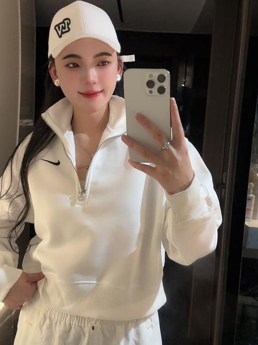 耐家纯色Logo刺绣半拉链半开襟卫衣（蕾姐M）（DQ5768） 商品图4