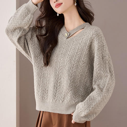 高级感气质宽松减龄上衣，设计感小众漂亮打底衫CC-208-1527 商品图0