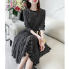 丁摩 设计感高端波点连衣裙女秋季新款圆领长袖气质显瘦裙子5ZF-15458 商品缩略图0