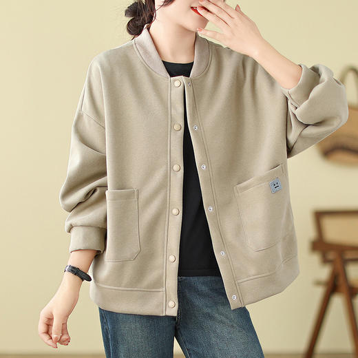 百媚生 休闲棒球服女圆领百搭卫衣外套2336 商品图2