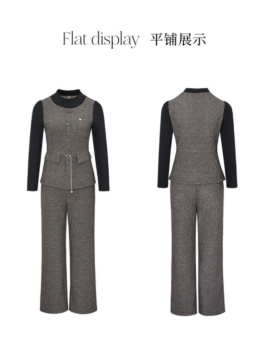 「自」全新升级【铂金会员257/天猫339/差价82】(99418)洛诗琳时尚通勤套装女2025秋冬季新款拼接上衣直筒裤子两件套 商品图3