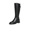【云粉节】BF楼百思图25冬新款牛皮黑色骑士靴通勤粗跟女大筒围高筒长靴AX892DG5吊牌价1699.现价699 商品缩略图0
