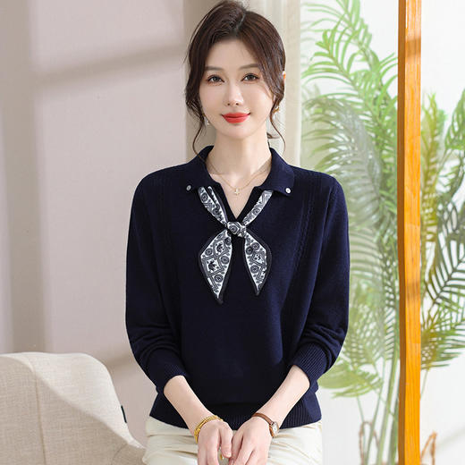 年轻妈妈秋装针织上衣新款洋气毛衣中老年女春秋时尚宽松打底小衫 商品图1