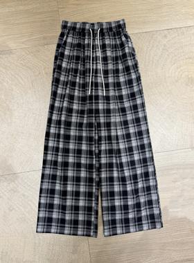 【门店同款】ENJOY秋季抽绳格纹阔腿裤 165594038