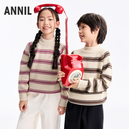 男女童中领长袖针织衫冬季新款安奈儿童装EM544644 商品图2