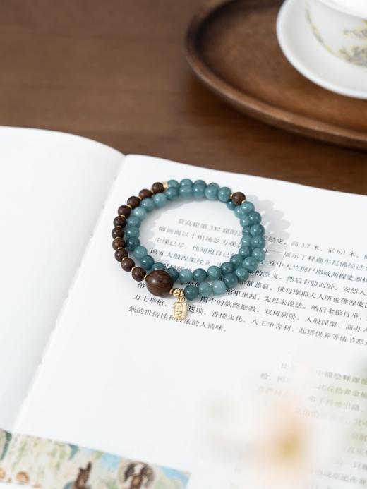 【沉香木蓝玉髓双圈手串】敦煌小众沉香蓝玉髓手串文玩 中国风新中式 商品图8