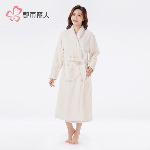 都市丽人睡衣法兰绒提花睡衣女士家居服法兰绒单件袍LHH7B1 商品图1