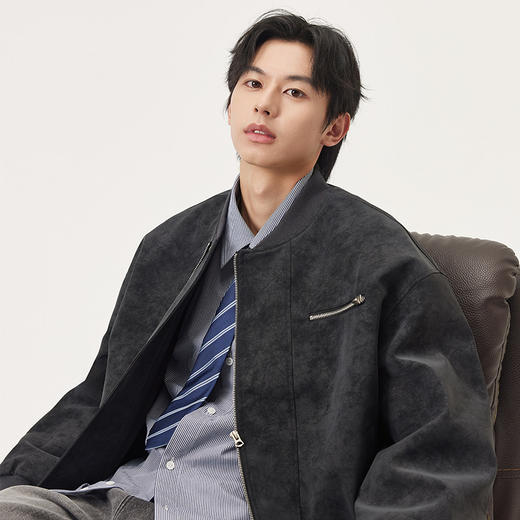 gxg.jeans男装 PU皮时尚休闲宽松棒球领飞行员夹克外套25秋热卖 商品图2