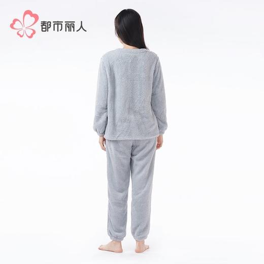 都市丽人睡衣长毛绒睡衣女士家居服长袖长裤法兰绒套装LHH2R1 商品图3