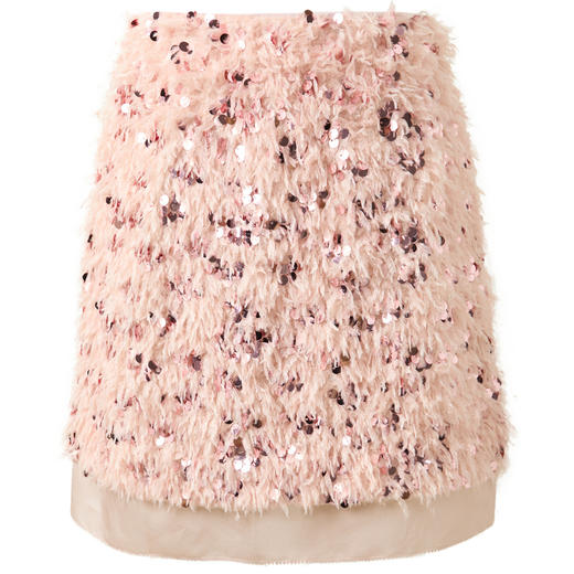 三彩【翙翙其羽】2025冬季新款羽毛珠片绣半身裙A字裙短裙C 商品图4