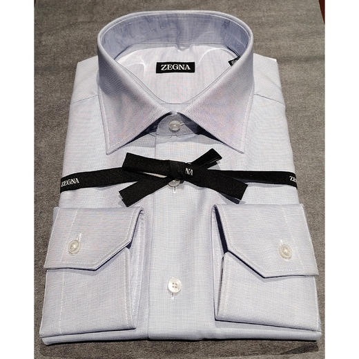 ZEGNA 杰尼亚 男士棉质长袖衬衫 浅蓝色 201622A2 9MS0JI 商品图0
