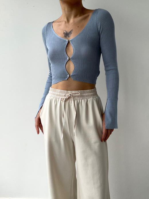 丝所｜S22T004 静海真丝针织镂空短开衫［ 蓝AC / 棕BC / 紫CC / 黑DC ] 商品图5