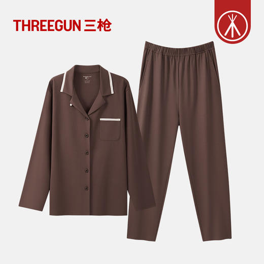 Threegun三枪 丝感棉翻领开襟女士家居套-T80087D02 商品图6