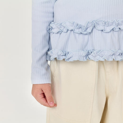 【科技发热】马克珍妮女童保暖花边高领T恤2025年秋冬新款551197 商品图2