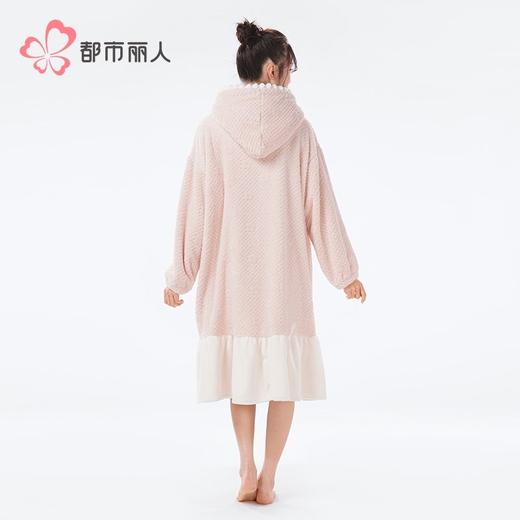都市丽人睡衣女士法兰绒提花睡衣女士家居服法兰绒单件袍LHH7B4 商品图3
