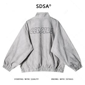 25108SDSA男士秋冬新款痞帅男装韩版简约纯色印花字母拉链立领夹克外套