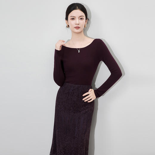 「高货wl」全新升级【铂金会员183/天猫239/差价56】(92742)洛诗琳超细美丽诺羊毛针织衫2025秋季船领简约打底上衣 商品图2