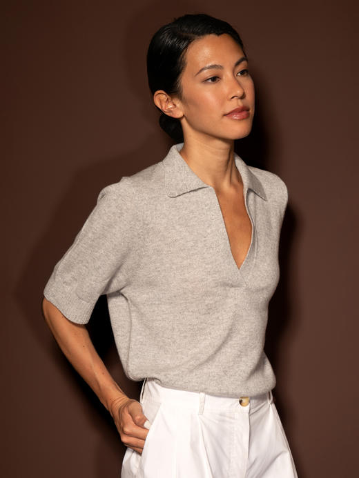 Puree｜#1975 Cashmere summer polo 羊绒polo领短袖上衣 [  白 / 灰 / 蓝  ] 商品图6
