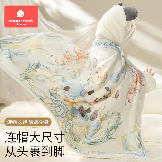 科巢儿童斗篷带帽洗澡浴巾袍a类专用纯棉睡袍纱布大尺寸四季通用 商品图3