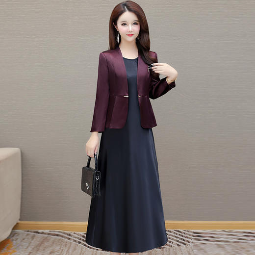 QYM SD58823-Y时尚短款西装外套+背心连衣裙套裙 商品图0