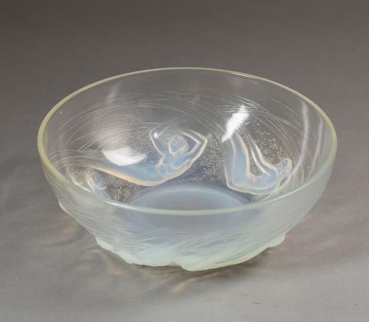 独角鹿西洋古董1921年法国顶级水晶工坊莱俪LALIQUE设计出品「ONDINES 水之精灵」主题欧泊水晶碗及浅口盘 商品图2