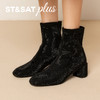 星期六吸睛满钻粗跟时装短靴SSD4116576 商品缩略图2