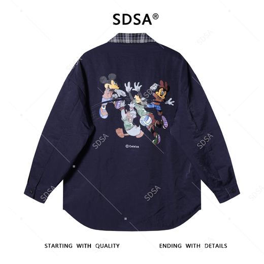 25015SDSA秋冬新款痞帅男装韩版拼接假两件衬衫动漫印花设计百搭衬衣 商品图5